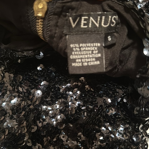 Venus Black Sequin V-Neck Dress Size Small - Picture 3 of 3